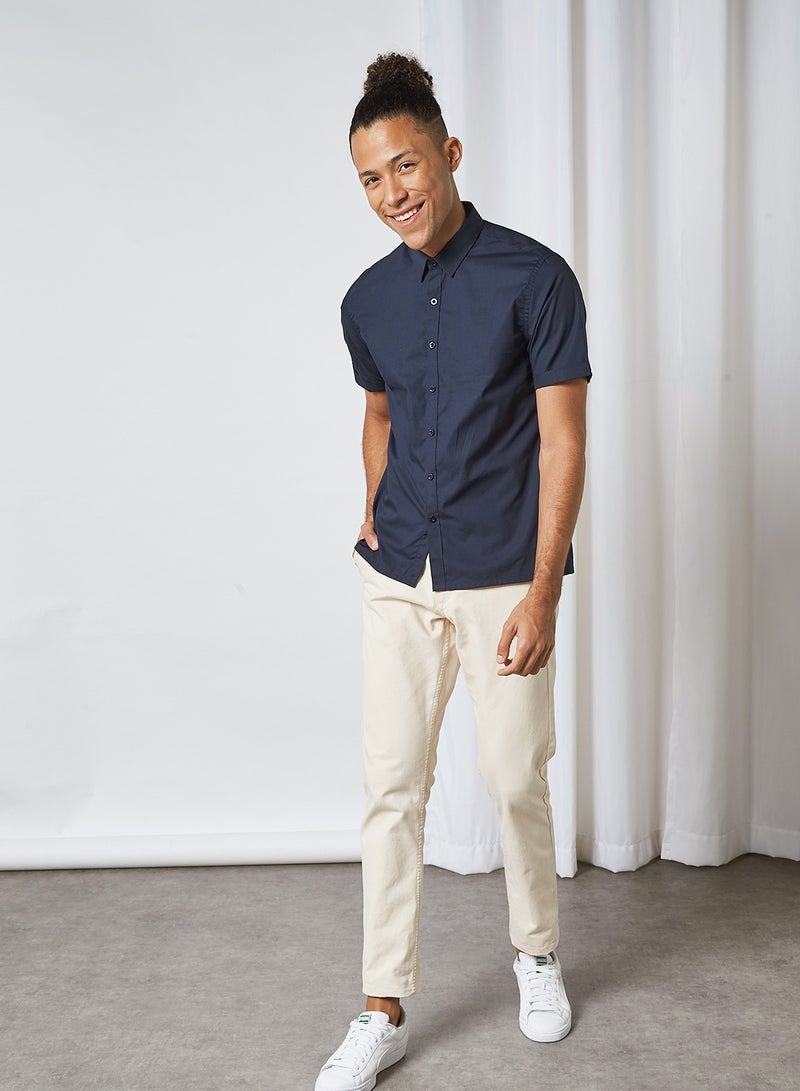 STATE 8 - Solid Short Sleeve Shirt Navy - Image 1