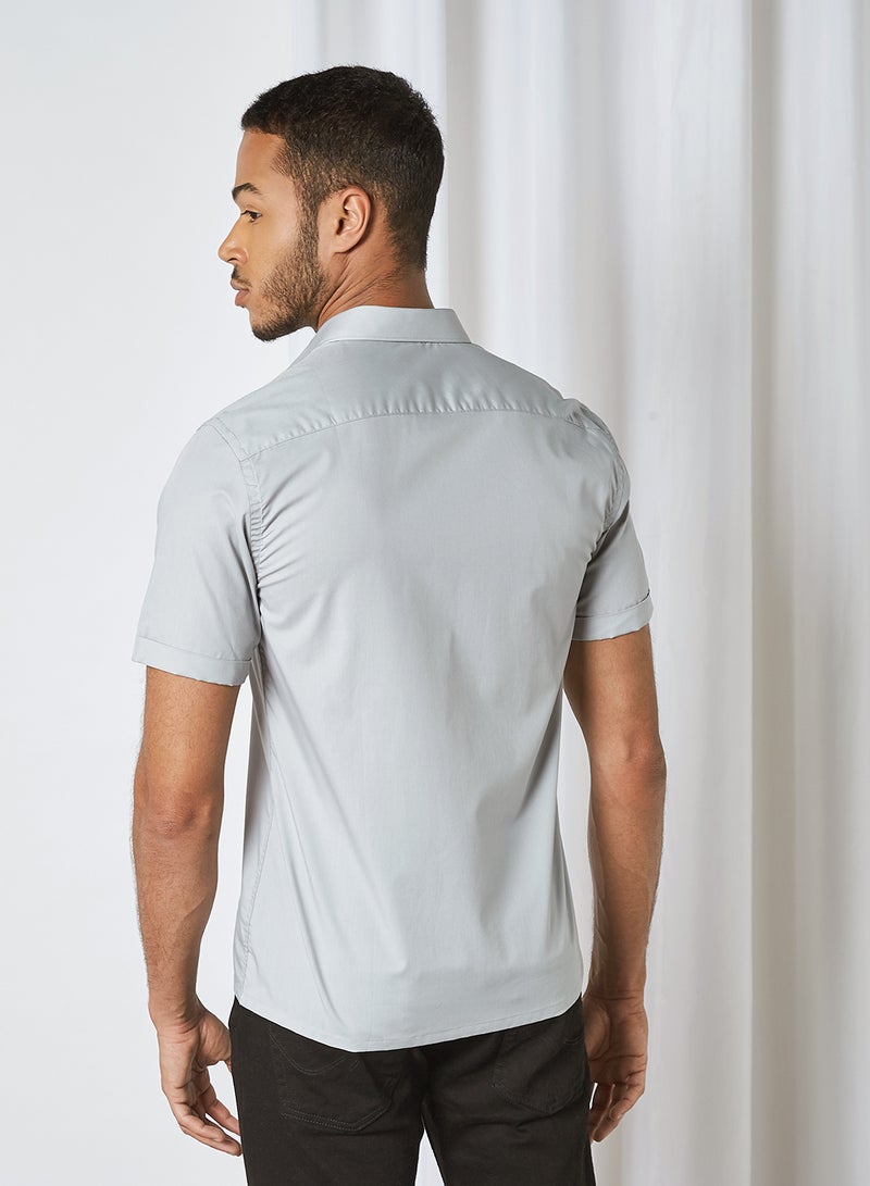 STATE 8 - Solid Short Sleeve Shirt Grey - Image 1