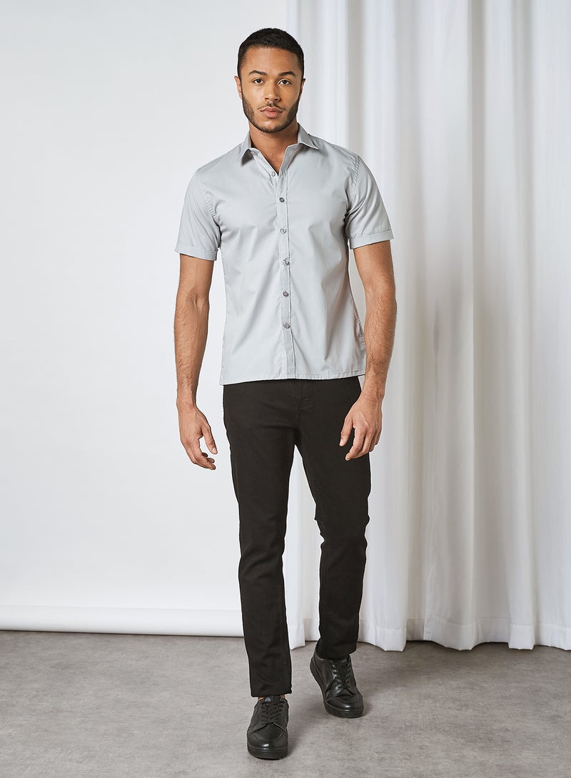 STATE 8 - Solid Short Sleeve Shirt Grey - Image 1