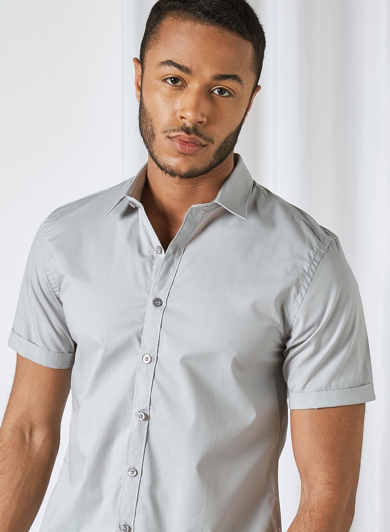STATE 8 - Solid Short Sleeve Shirt Grey - Image 1