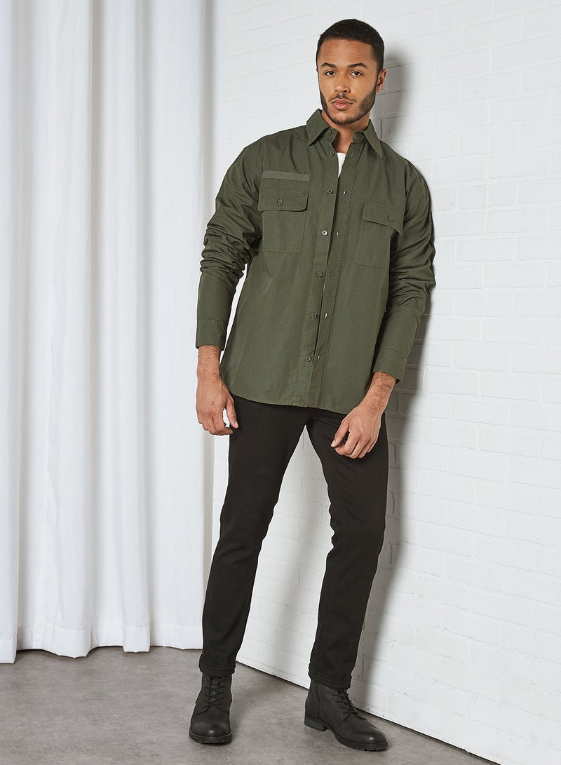 STATE 8 - Solid Shacket Olive - Image 1