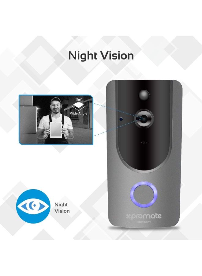 بروميت جرس الباب رينجر-1 بخاصية الفيديو مزود بتقنية الواي فاي وكاميرا لاسلكية عالية الوضوح وبزاوية واسعة بمعدل 166 درجة تدعم صوتاً ثنائي الاتجاه وكشف الحركة والرؤية الليلية وفتحة بطاقة Micro SD وميكروفون مدمج مناسب للمنزل والمكتب والأماكن الخارجية - Image 4