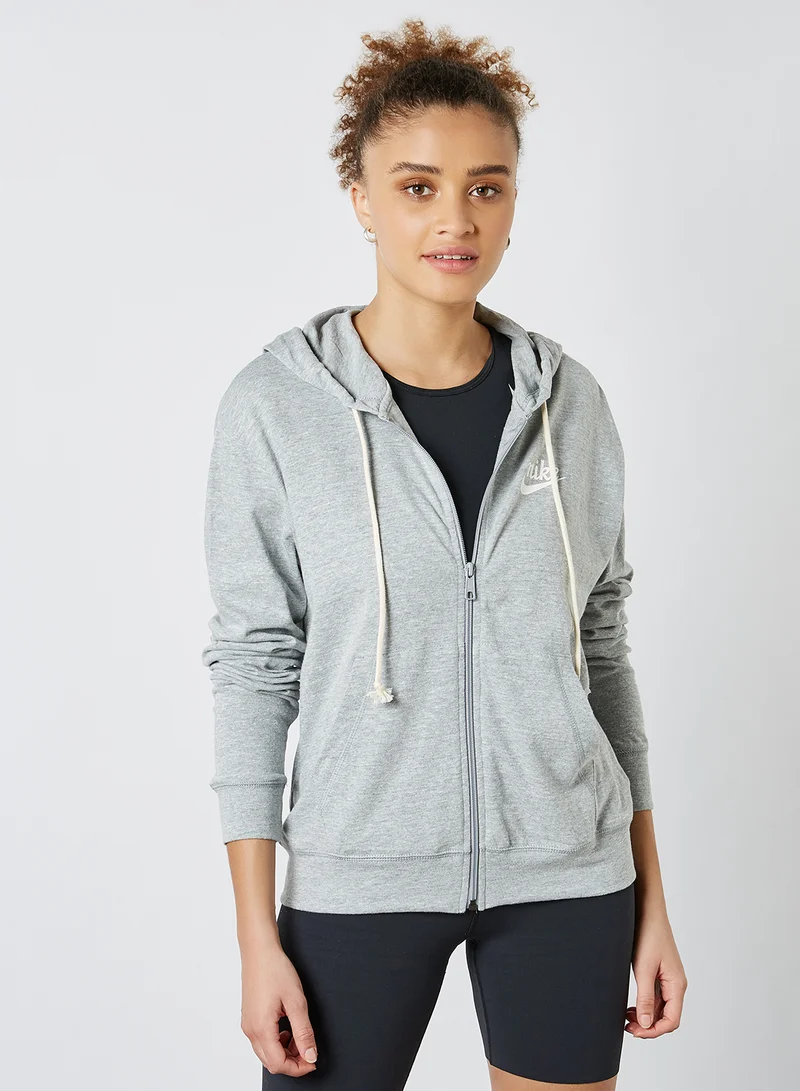 Nike Vintage Full-Zip Gym Hooded Jacket Grey