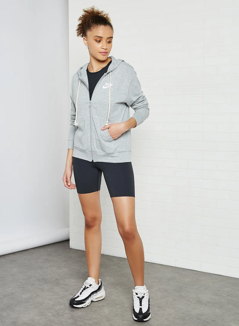 Nike Vintage Full-Zip Gym Hooded Jacket Grey