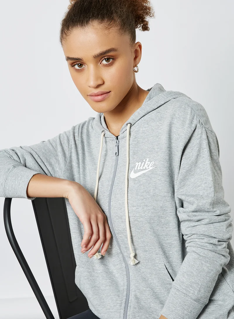 Nike Vintage Full-Zip Gym Hooded Jacket Grey