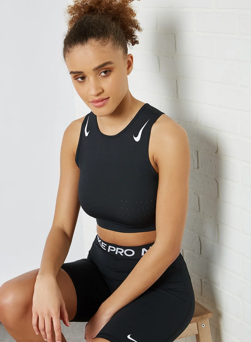 Nike Aeroswift Running Crop Top Black/White