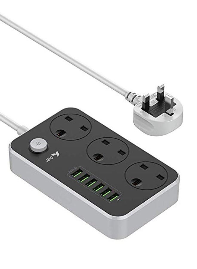 ماركة غير محددة محول USB بـ6 منافذ و3 مقابس طاقة رمادي  - Image 1
