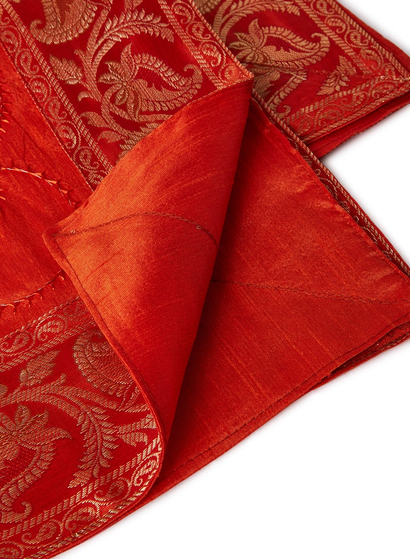 Ikras 5-Piece Embroidered Placemat and Table Runner Set Orange - Image 2