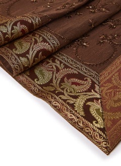 Ikras 5-Piece Embroidered Placemat and Table Runner Set Brown  - Image 2