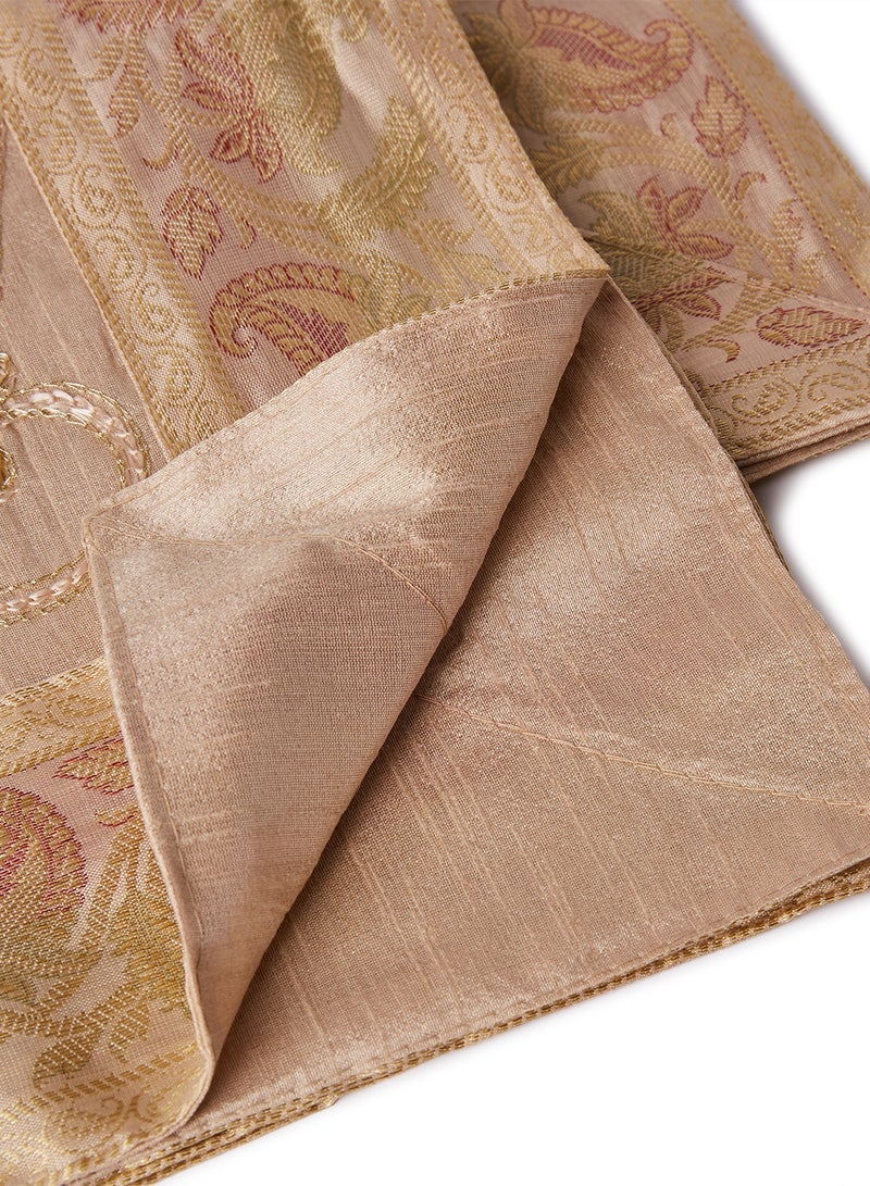 Ikras 5-Piece Embroidered Placemat and Table Runner Set Beige  - Image 2