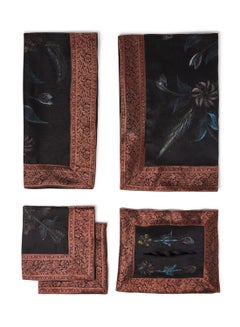 Ikras 5-Piece Embroidered Table Cloth Set Black/Brown/Blue 110x110cm  - Image 1
