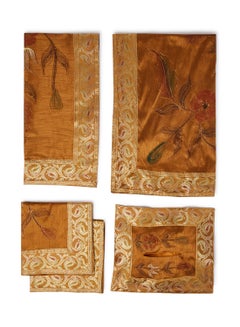 Ikras 5-Piece Embroidered Table Cloth Set Gold 110x110cm  - Image 1