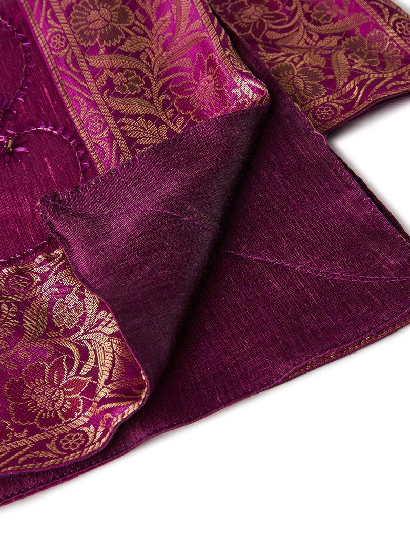 Ikras - 5-Piece Embroidered Placemat and Table Runner Set Pink - Image 1