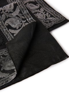 Ikras 5-Piece Embroidered Placemat and Table Runner Set Black/Silver  - Image 2