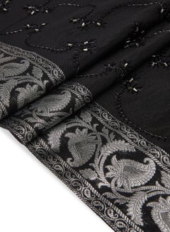 Ikras 5-Piece Embroidered Placemat and Table Runner Set Black/Silver  - Image 3