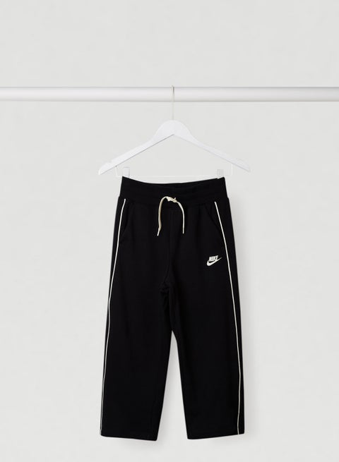 Kids French Terry High Waist Cropped Pants Black/White