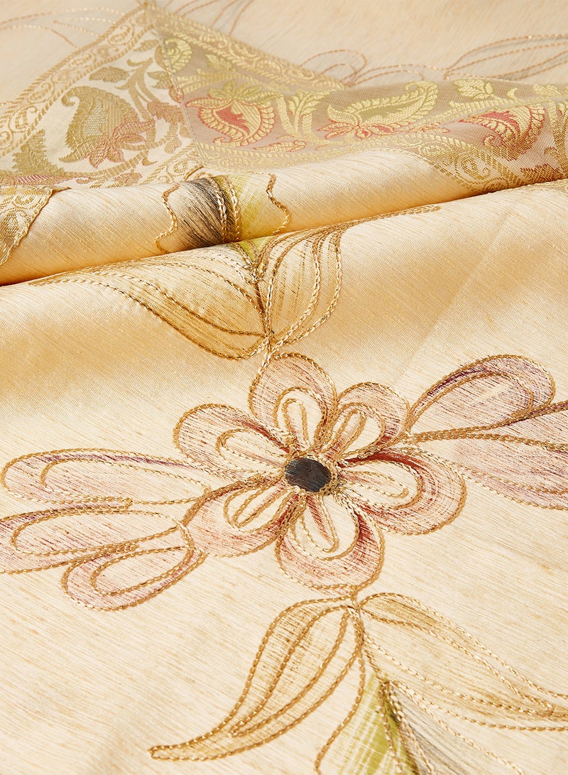Ikras 5-Piece Embroidered Table Cloth Set Beige 110x110cm  - Image 2