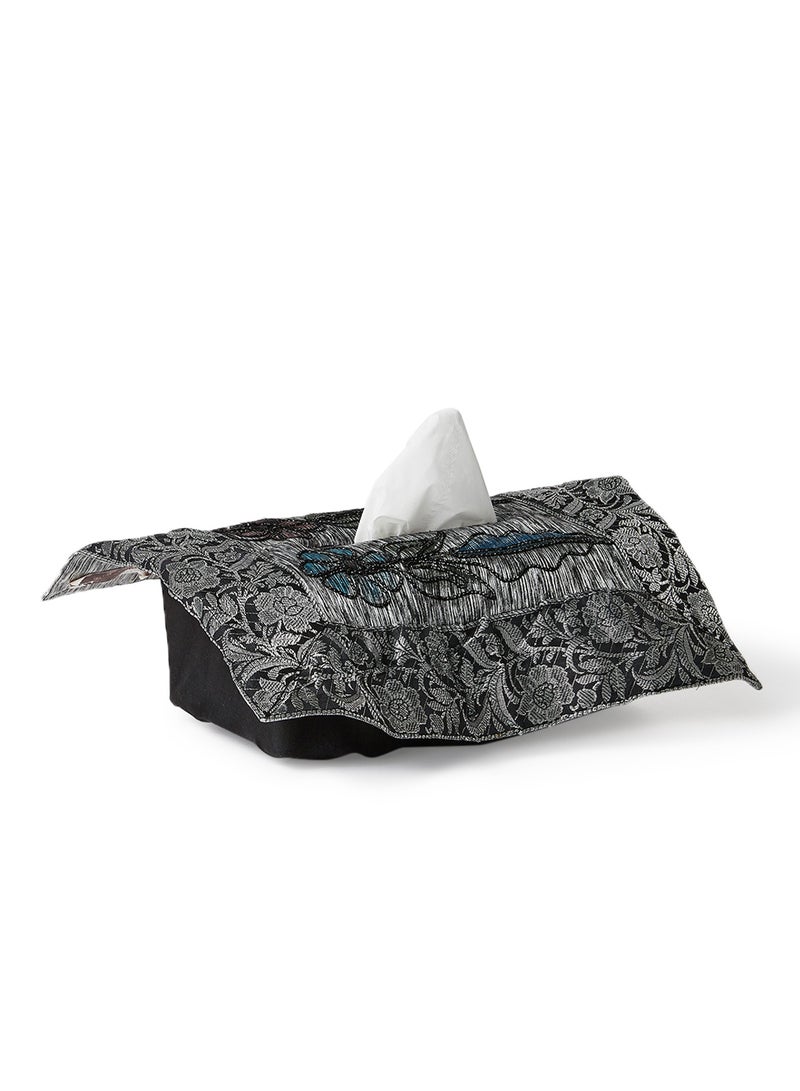 Ikras 5-Piece Embroidered Table Cloth Set Grey/Blue 110x110cm - Image 3