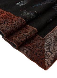Ikras 5-Piece Embroidered Table Cloth Set Black/Brown/Blue 110x110cm  - Image 4