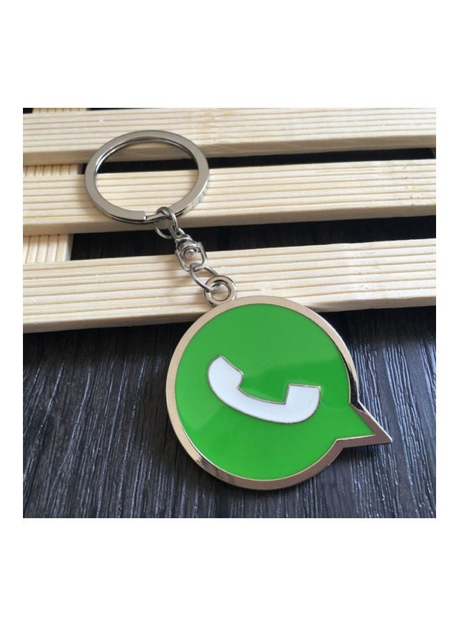 fashionhome Whats App Logo Pattern Key Chain Green/Silver  - Image 1