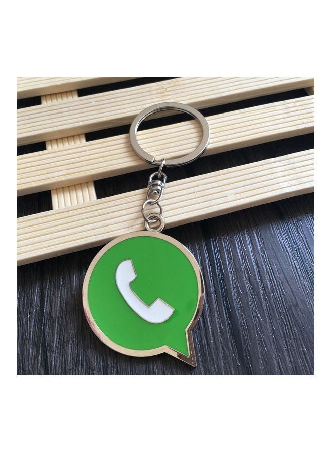 fashionhome Whats App Logo Pattern Key Chain Green/Silver  - Image 2