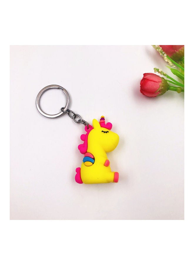 fashionhome Cute Unicorn Key Chain Yellow/Pink/Blue 