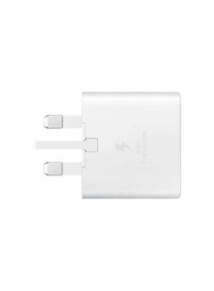 سامسونج محول للسفر والتنقل بتقنية PD وقدرة 25 وات مع كابل من USB-C إلى USB-C أبيض  - Image 1