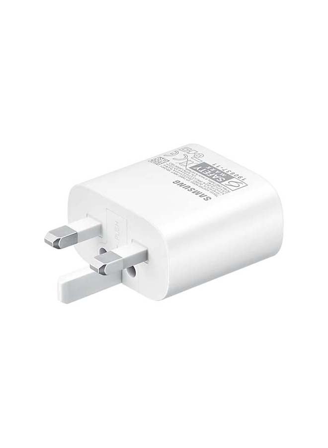 سامسونج - محول للسفر والتنقل بتقنية PD وقدرة 25 وات مع كابل من USB-C إلى USB-C أبيض - Image 1