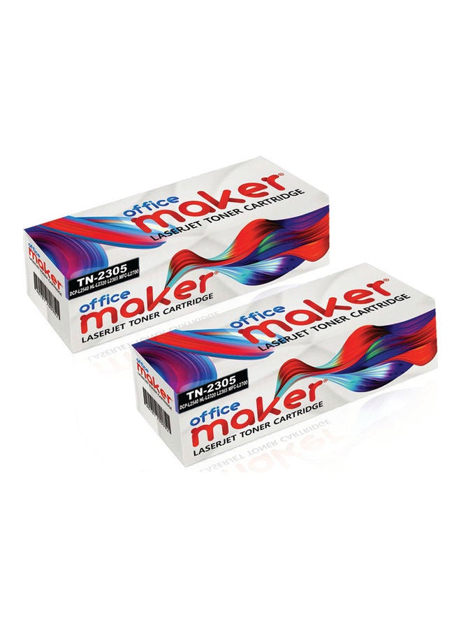 أوفيس ميكر مجموعة خراطيش حبر لطابعة ليزر جيت مكونة من قطعتين لطابعات براذر أسود - Image 2