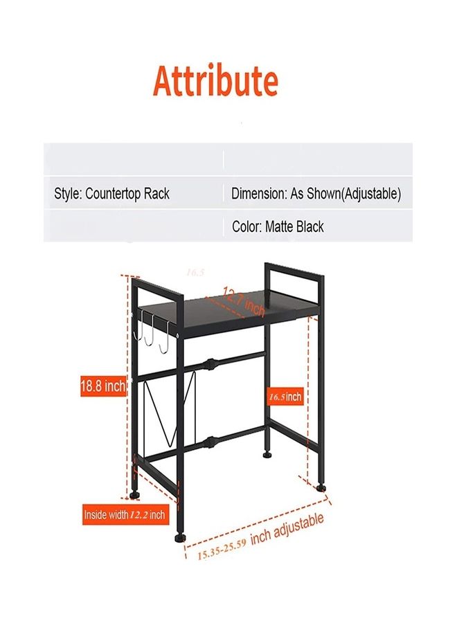 رف ميكروويف للمطبخ مكون من طبقتين أسود 65x48x31سم - Image 2