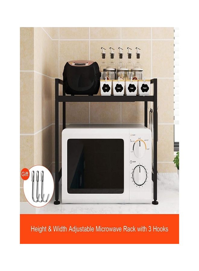 رف ميكروويف للمطبخ مكون من طبقتين أسود 65x48x31سم - Image 3