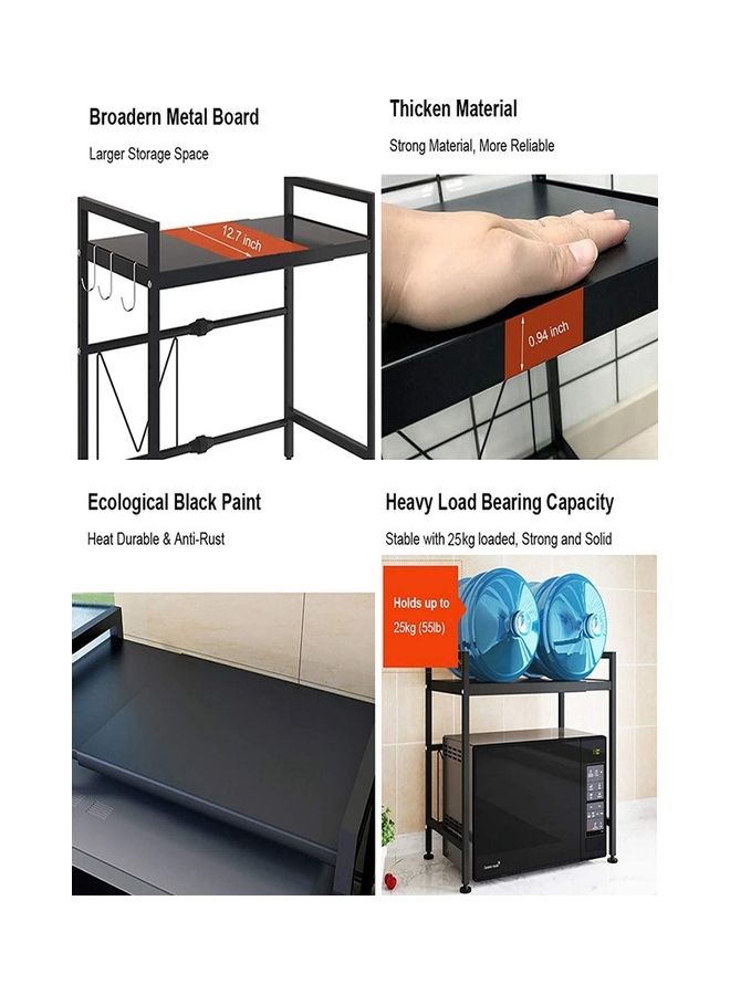 رف ميكروويف للمطبخ مكون من طبقتين أسود 65x48x31سم - Image 4