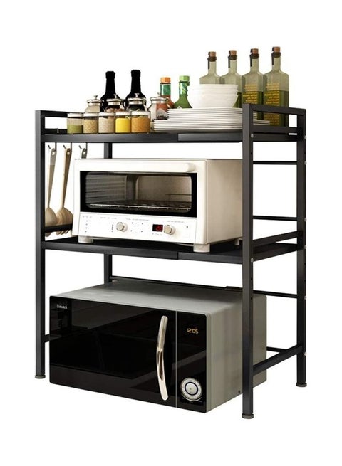 3-Tier Kitchen Microwave Oven Rack Counter Shelf Black 73.5x65x32cm