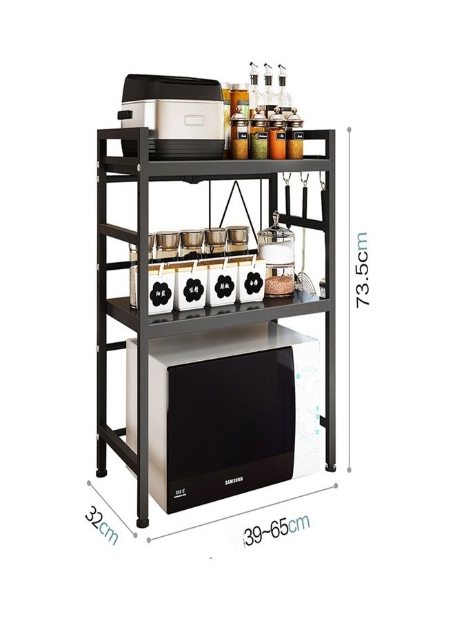 3-Tier Kitchen Microwave Oven Rack Counter Shelf Black 73.5x65x32cm - Image 2