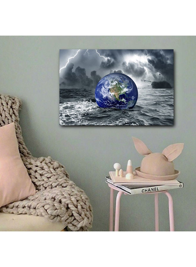 أتيك لوحة فنية بتصميم كوكب الأرض متعدد الألوان 40x60سم - Image 2