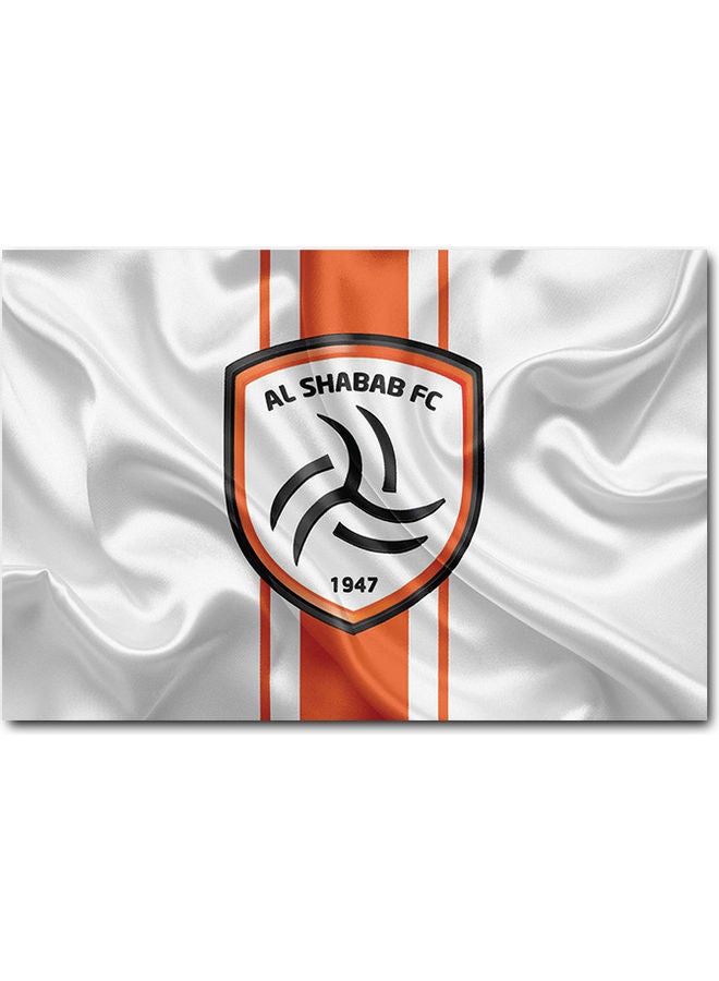 أتيك لوحة فنية بتصميم شعار نادي الشباب لكرة القدم رمادي / أورانج 40x60سم