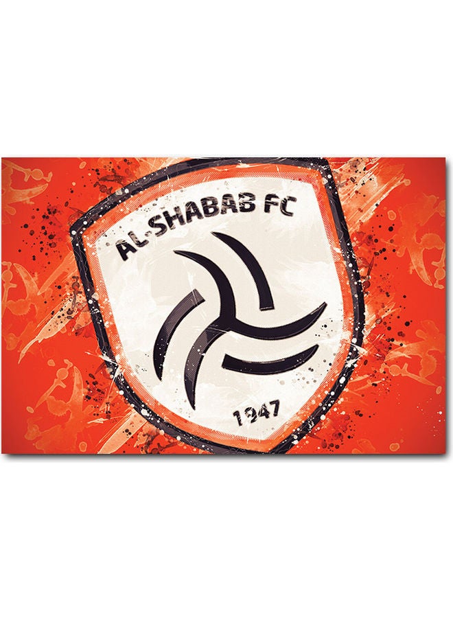 أتيك لوحة فنية بتصميم شعار نادي الشباب لكرة القدم أحمر/أبيض 40x60سم