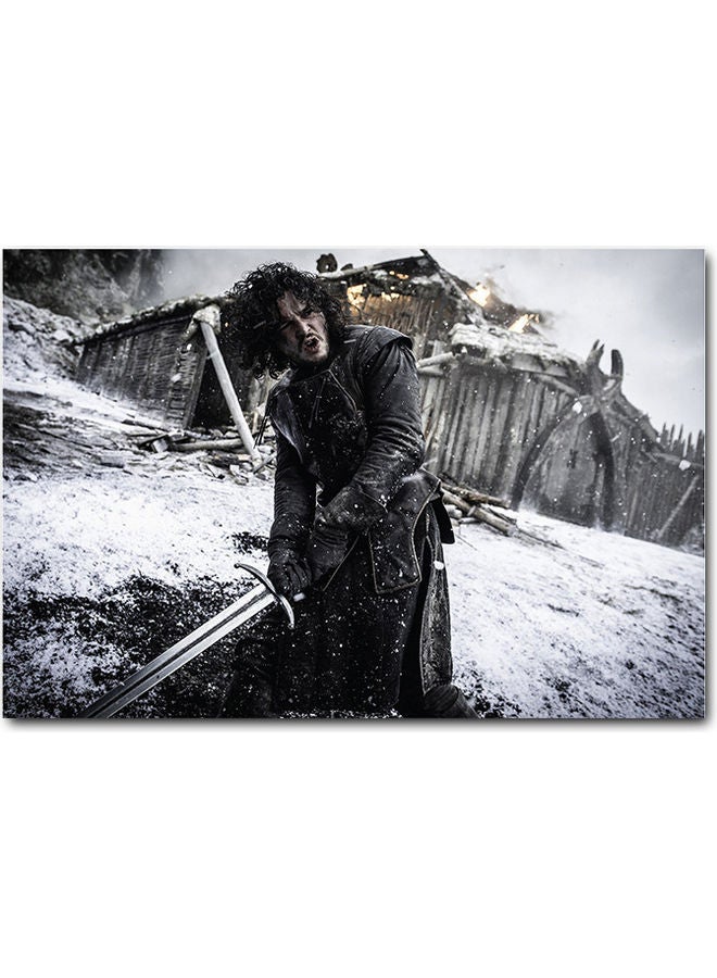 لوحة فنية جدارية تمثل صورة شخصية جون سنو متعدد الألوان 40x60سم