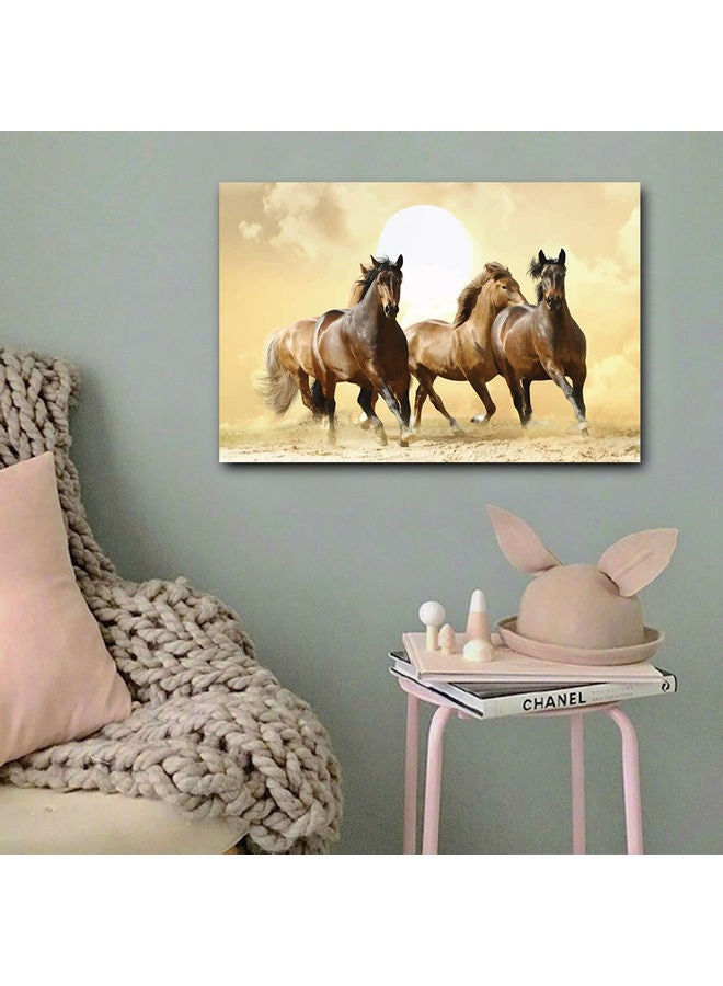 أتيك لوحة فنية لديكور الحائط تمثل أحصنة متعدد الألوان 40x60سم  - Image 3