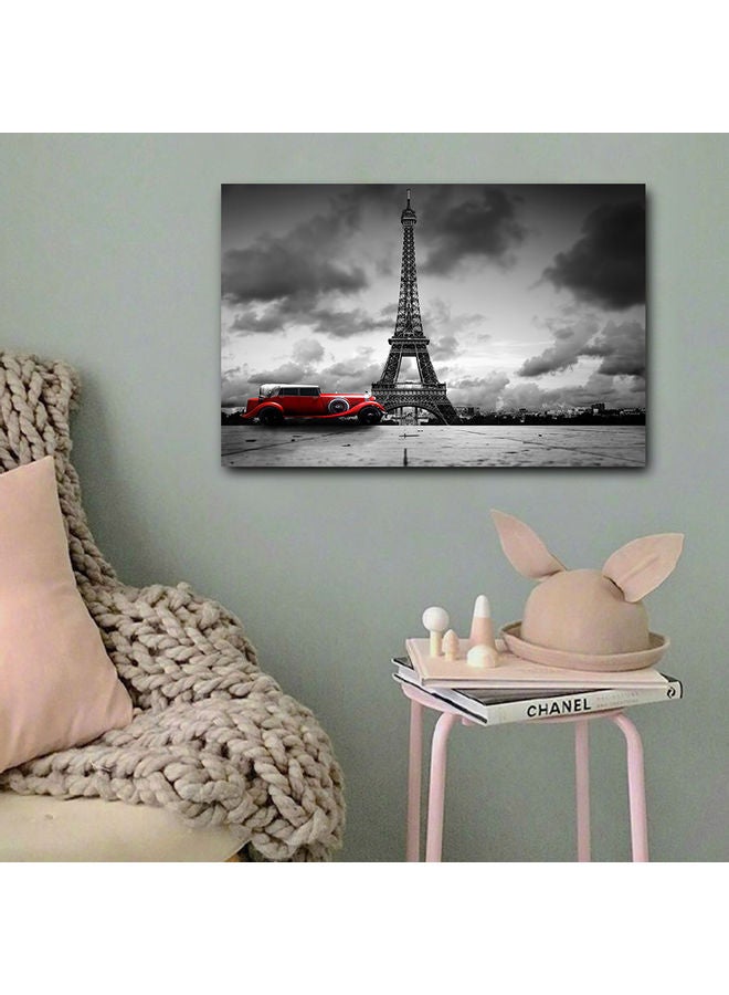 أتيك لوحة فنية جدارية تمثل برج إيفل في باريس رمادي/أحمر 40x60سم  - Image 3