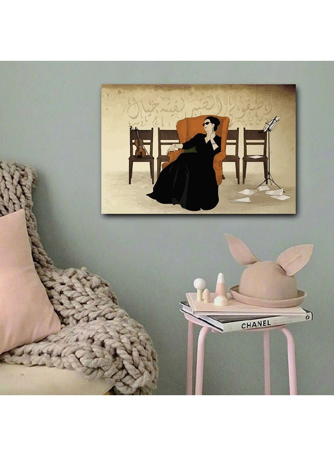 أتيك لوحة فنية بطبعة صورة أم كلثوم متعدد الألوان 40x60سم - Image 3