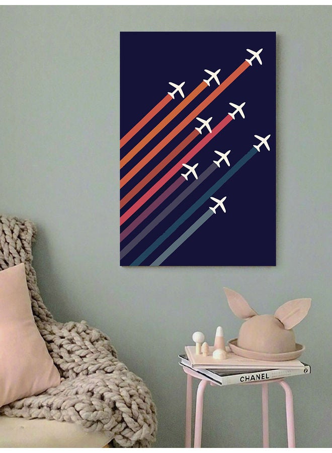 أتيك لوحة فنية لديكور الحائط بتصميم طائرات متعدد الألوان 40x60سم - Image 2