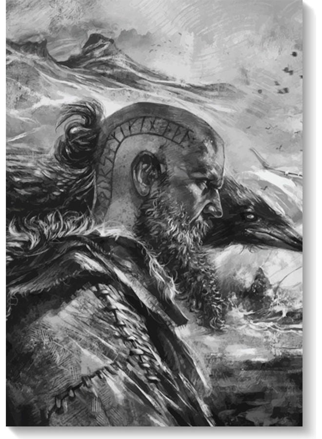Atiq Ragnar Vikings Wall Art Multicolour 40x60cm - Image 1