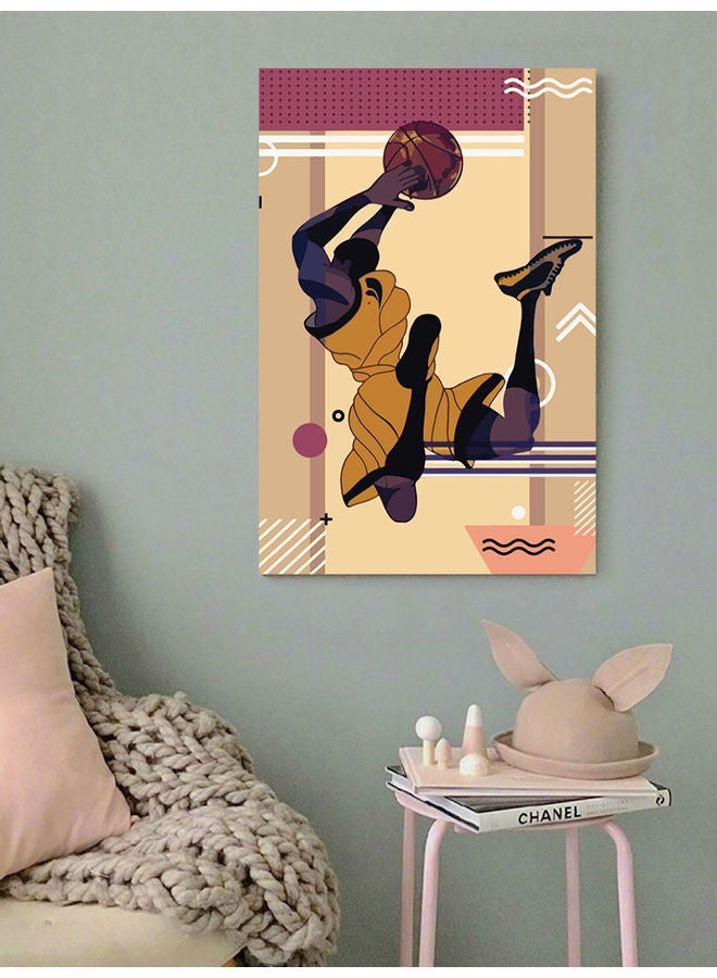 أتيك لوحة فنية لديكور الحائط بتصميم لاعب كرة سلة متعدد الألوان 40x60سم - Image 2