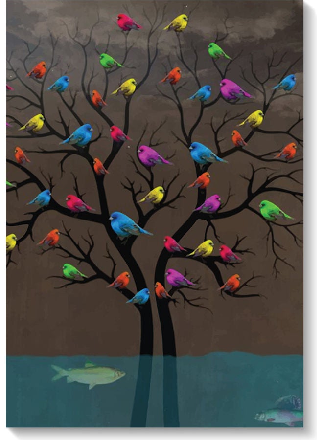 Birds Wall Art Painting Multicolour 40x60cm - v1609673853/N43396186A_1