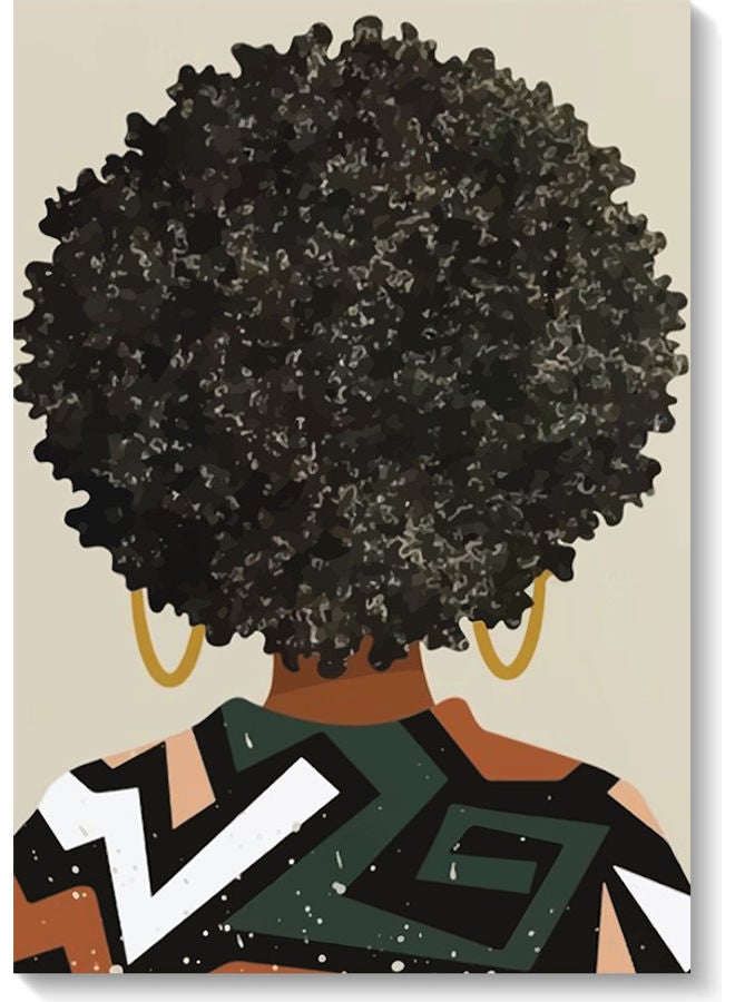 أتيك لوحة فنية لديكور الحائط تمثل امرأة إفريقية متعدد الألوان 40x60سم - Image 1