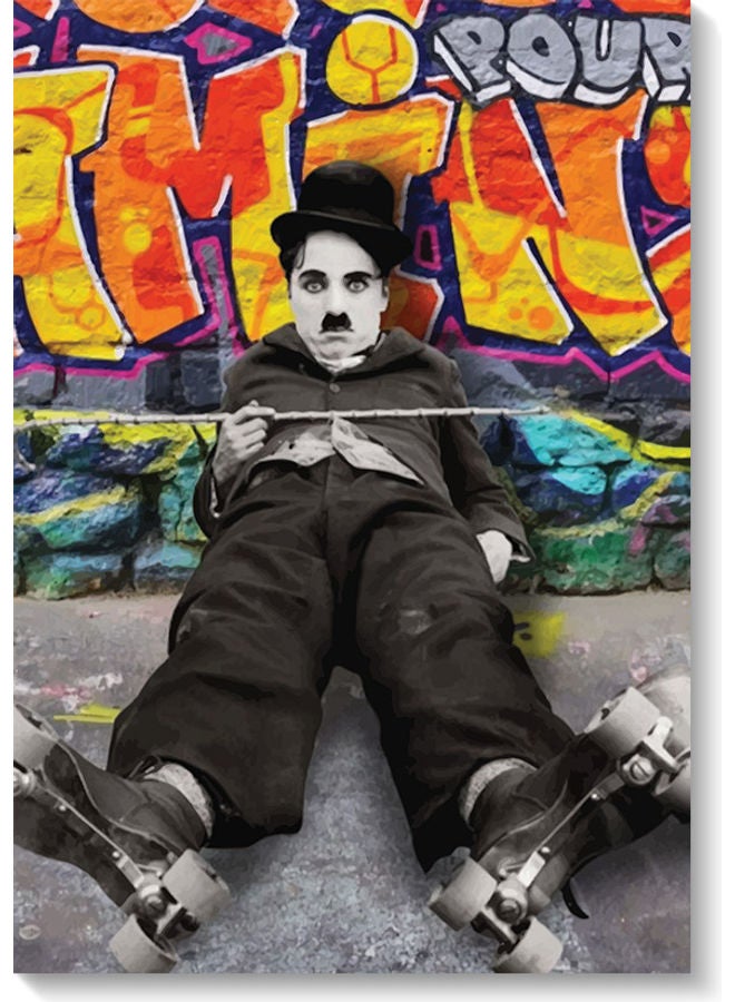 Atiq Charles Chaplin Wall Art Painting Multicolour 40x60cm - Image 1