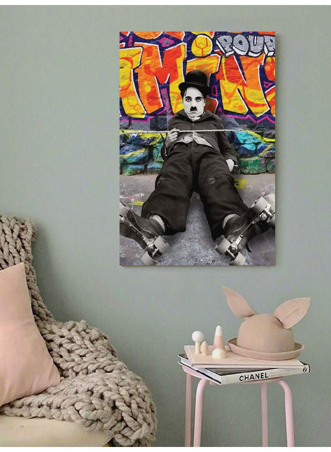 Atiq Charles Chaplin Wall Art Painting Multicolour 40x60cm - Image 2