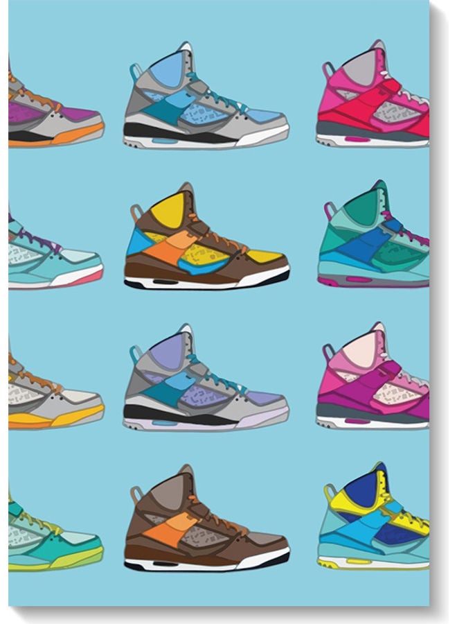 Atiq Sneakers Colorful Wall Art Painting Multicolour 40x60cm - Image 1
