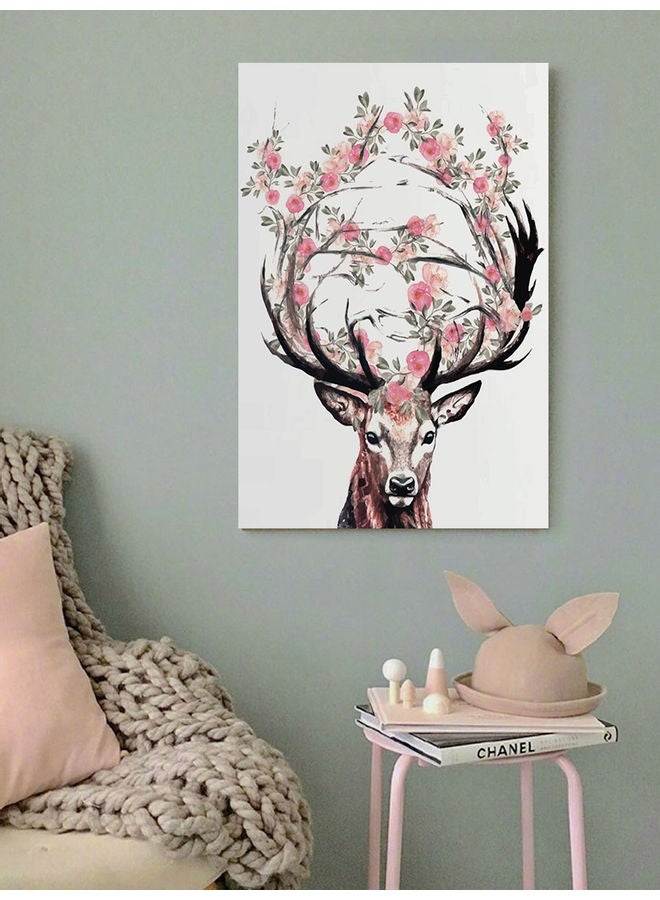 أتيك لوحة فنية جدارية عن الغزال متعدد الألوان 40x60سم - Image 2